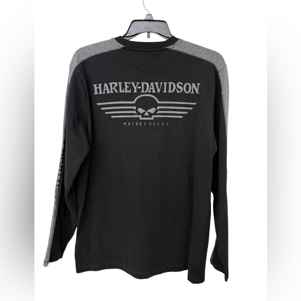 Harley-Davidson Black and Gray Skull Long Sleeve Tee Size L - Picture 2 of 4